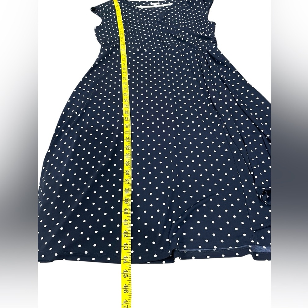 Talbots Polka Dots Ruched Midi Dress Navy Blue & White Woman’s Size XL - Picture 9 of 11